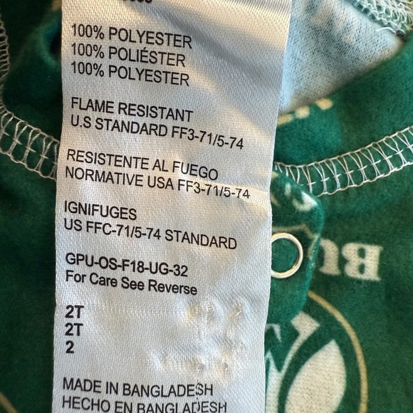 Milwaukee Bucks 2T Infant Boys' Green Sleeper Pajamas NBA Zippered Long-Sleeved - Picture 5 of 8